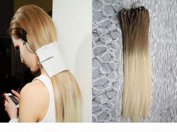Ombre Micro Loop Easy Rings Beads Extensions 1G 100G 6 613 Blonde Human Hair Micro Agensions4201863