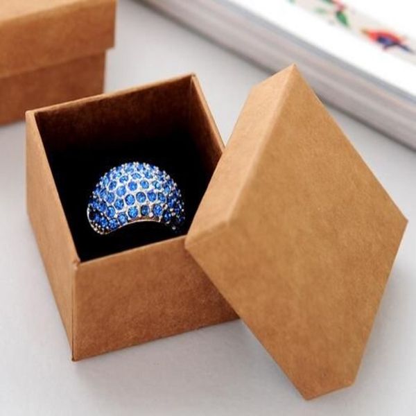 Caixa de jóias de alta qualidade Os amantes da caixa de anel pacote de papel kraft de papel para mulheres, caixa de armazenamento de jóias 5 5 3 8cm247y