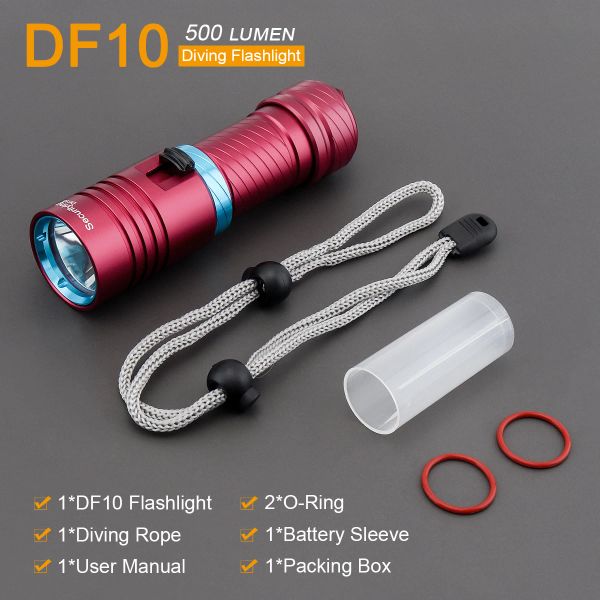 Segurança IPX8 Lanterna de mergulho à prova d'água 500 lúmens Riot Torch Underwater 30 metros Profissional Scuba Light