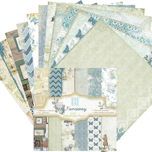 24pcs/set estilo retrô artesanato artesanato álbum diy ano novo cartão de aniversário fazendo pacote de papel de scrapbooking de papel de fundo