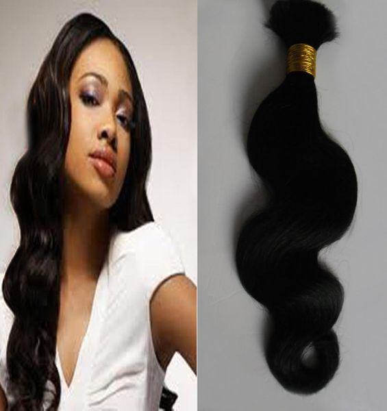 Grado 8A Brasiliana non trasformata Wave Body Wave Bulk umano per intrecciare 100 g di capelli neri naturali2290703