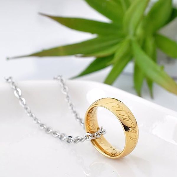 Gold Herr der Ringe Edelstahl -Fingerring für Männer mit Kettengeschenken