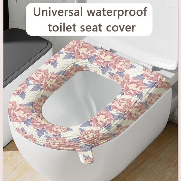 Tuvalet koltuğu, evrensel su geçirmez eva kapak paspaslı ev yıkanabilir yapışkan kapak ped bide yastık banyo erişimleri dekor