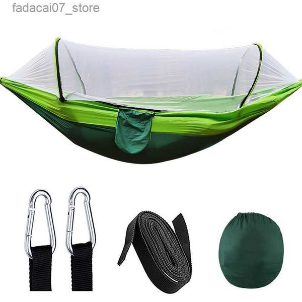 Hammocks Apertura automatica e rapida di Mosquito Net Hammock da campeggio esterno da campeggio esterno Swing Anti Roll Nylon Rocking Sedia 260x140cmq1