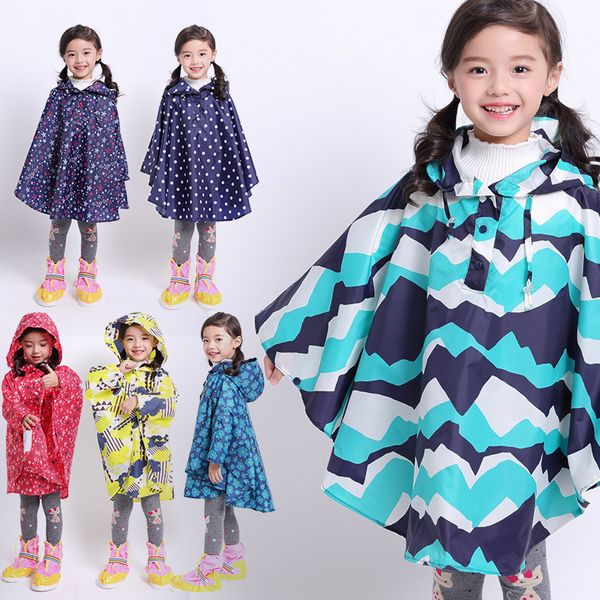 Kids Elegante pioggia poncho pioggia impermeabile cappotto per ragazze stampato cappa con cappuccio con cappuccio da pioggia