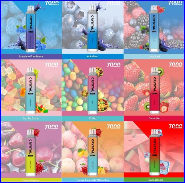 Grande vendita spagnolo cristallo soffio 7000 penna a vaporizzazione usa e getta 16 ml 1300 mAh batteria a battente sigarette tornado 7000 sbuffi ecigs vapore alfire vaper all'ingrosso basso prezzo