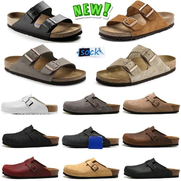 Boston Clogs Pantoffeln Designer Sandalen Männer Frauen Kork flache Sommer Strand rutschern Wildleder Schlange Leder Schlitten Herren Damen Klassiker Casual Wood Sandale beste Qualität