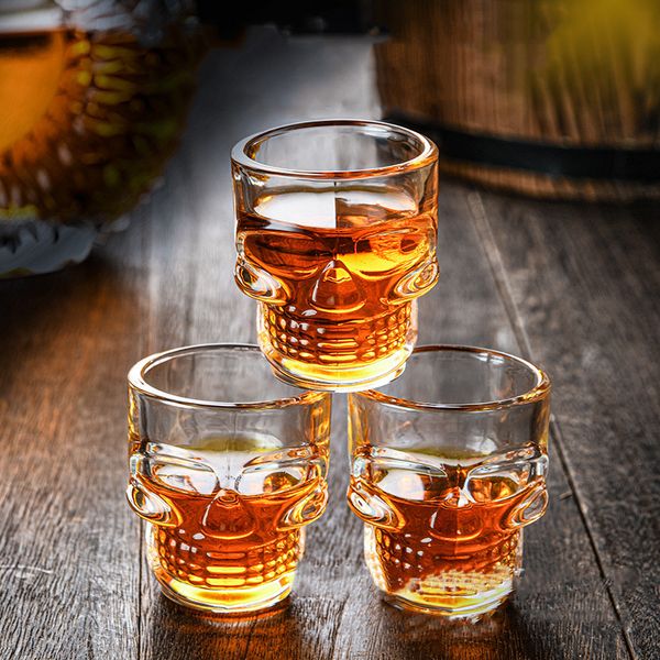 1pcs 50ml Skull Head Shot Glass Fun Creative Clear Crystal Party Wine Cup Transparent Beer Steins Halloween Presente