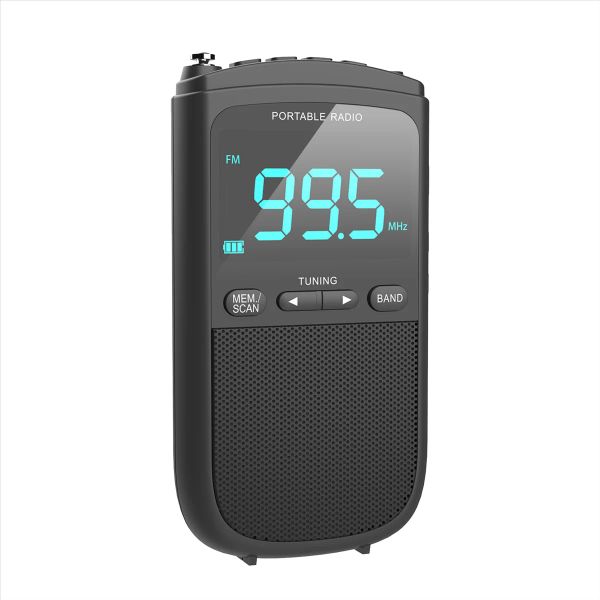 Rádio Pocket Pocket Am FM Walkman Rádio portátil portátil com ajuste digital, tela LCD, fone de ouvido estéreo, timer de sono