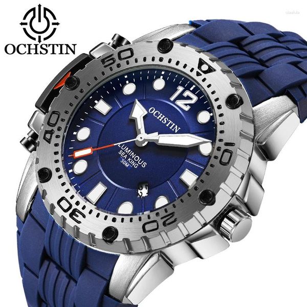 Avanadores de pulso Ochstin Top Brand 2024 Men Fashion Luxury Sport Watch Quartz impermeável Silicone Strap Relógio Relógio de pulseira