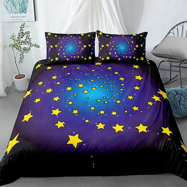 Galaxy Planet Pattern King Queen Pealse Cover Themble Blue Star