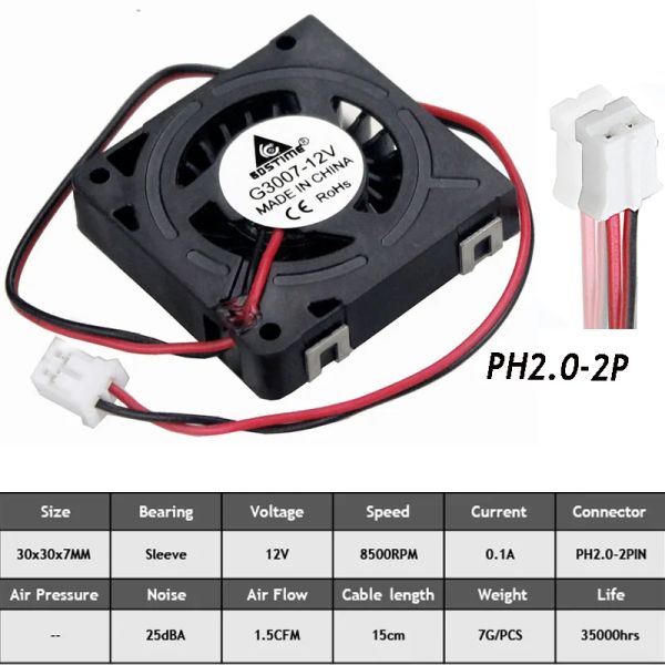 Refrigeração GDSTIME 1PCS Mini Computer DC Filador de ventilador 12V 30x30x7mm 30mm de escova de arenque de soprador de ar 8500rpm