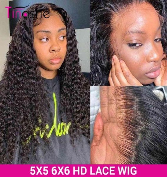 Tinashe Deep Wave HD Wigs de renda transparente 200 5x5 6x6 Fechamento Brasileiro 28 30 polegadas Hair Hair577789462783284