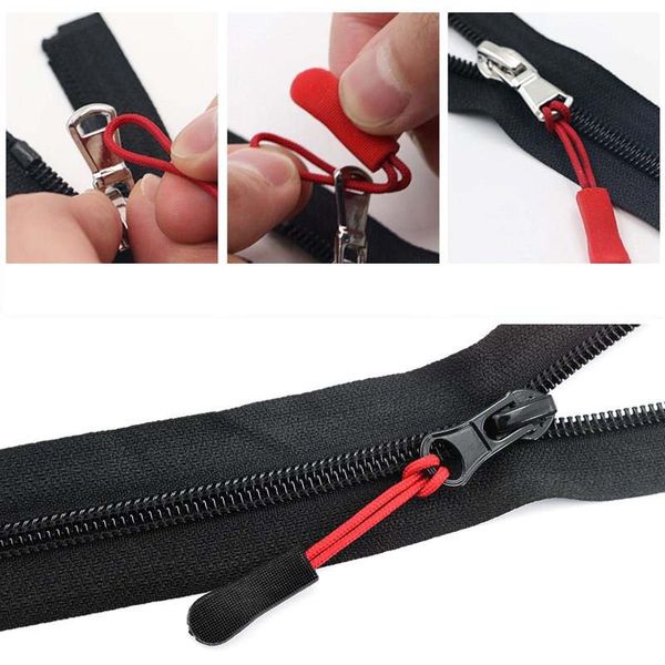 Xunzhe 20pcs Pvc Cord Zipper Abbigliamento tira tattico Accessori tattici Accessori fai da te con cavo con cerniera vaga da viaggio Tenda