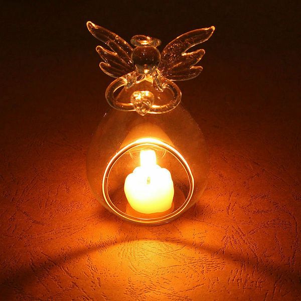 1pc Hollow Glass Angel Halder Home Garden Night Wedding Seduce Outdoor Tea Light Decor