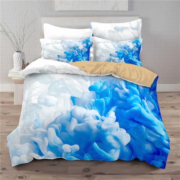 Capa de edredão arco -íris conjunto nuvem céu rosa azul 3d impressão conjunto de roupas de cama queen size microfibra Golden Star Golden Golden Golden Golding Capa Decor de quarto