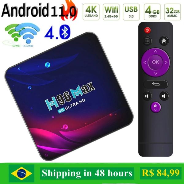 Box H96 Max TV Box V11 Rockchip RK3318 Android 11 Dual WiFi 2,4g/5G BT 4.0 4K HDR 10.0 Smart Digital Television Set Tops