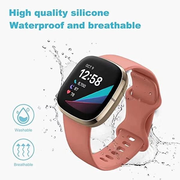 Спортивная полоса 2 пака для Fitbit Sense/Versa 3 мягкие силиконовые часовые ремешки замены ремешка для аксессуаров Wers 3 Smart Watch