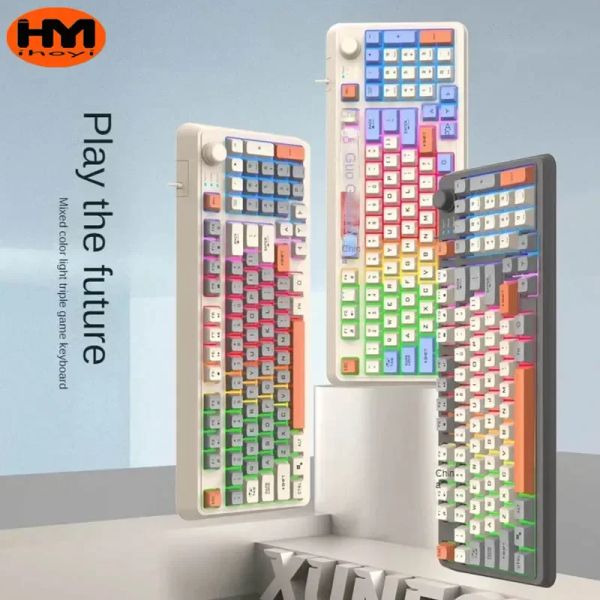 Teclados teclados originais do jogo de computador, três cores, mecânicos de computadores mecânicos com desktop de computadores de computadores