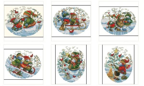 Amishop di alta qualità di alta qualità adorabile kit a punto croce kit di pupazzo di pupazzo di neve ornamenti Ornamenti di alberi di Natale ornamenti Snow sleigh sleight 0882