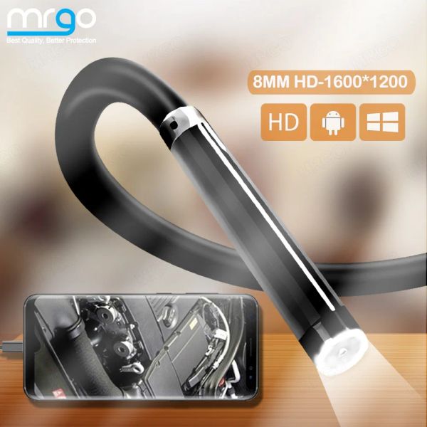 Объектив 8 -мм HD -эндоскоп камера водонепроницаемый Micro 8 LED IP67 Эндоскоп для автомобилей промышленная смартфон мини -камера эндоскоп USB Type C