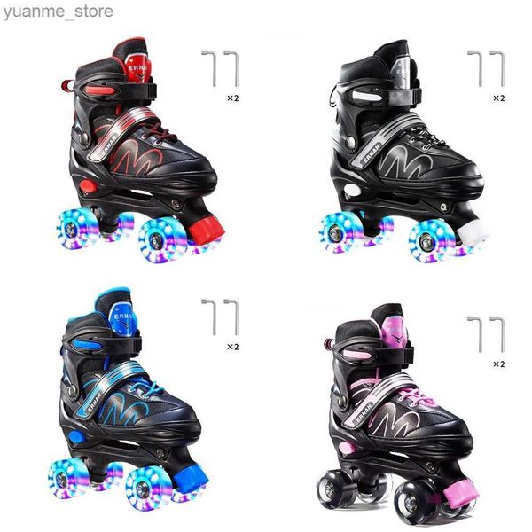 Встроенные роликовые коньки с двумя рядами Quad Roller Skates Throuch 4 Wheels Skate Skate Skate для взрослых детей девочки для девочек на открытом воздухе для начинающих подарков Y240410