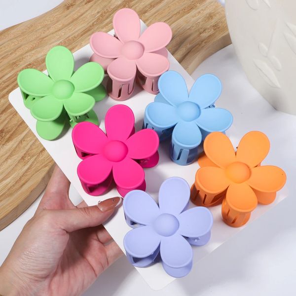 Korea Trend Candy Color Flower Hair Clips Plastica non slittata Strong Hold Grip Hair Clip per ragazze Accessori per capelli carini