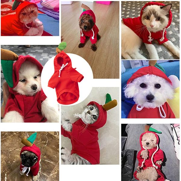 Roupas de estimação para cães com capuz de casca de capuz fruta moletom de frutas clima frio de casaco de cão para cão para francês bulldog chihuahua