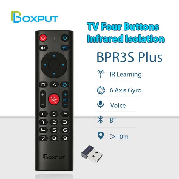 Caixa BPR3S mais BT Air Mouse Voice Função Ir Learning TV 2.4G Controlador remoto sem fio com giroscópio para Android TV Box/PC