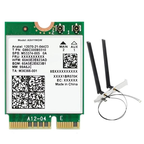 Karten für AX411 WiFI -Karte+2x8db Antenne WiFi 6e Cnvio2 BT 5.3 Triband 5374Mbit/smodul für Laptop/PC Win10/1164bit