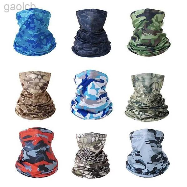 Modegesichtsmasken Hals Gaich UV Schutz Eis Seiden Gesichtsdecke Halsröhre Outdoor Motorrad Reitschal atmungsaktives Moto Offroad Gamper Camo Army Bandana 240410