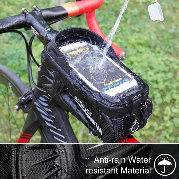 Darevie Bicycle Bag Cycling Bad 2023 Sommer -Touchscreen wasserdicht 6,5 Zoll Sreflective Rahmen vordere Top -Röhrebike -Bike -Zubehör