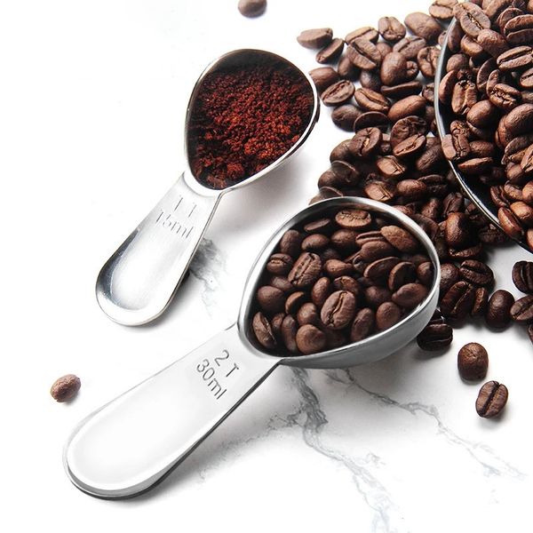 Scolle di caffè in acciaio inossidabile da 2 pacchetti set da 15 ml da 30 ml cucina esatto misurazione di misurazione per farina di zucchero da tè di fagioli 240410