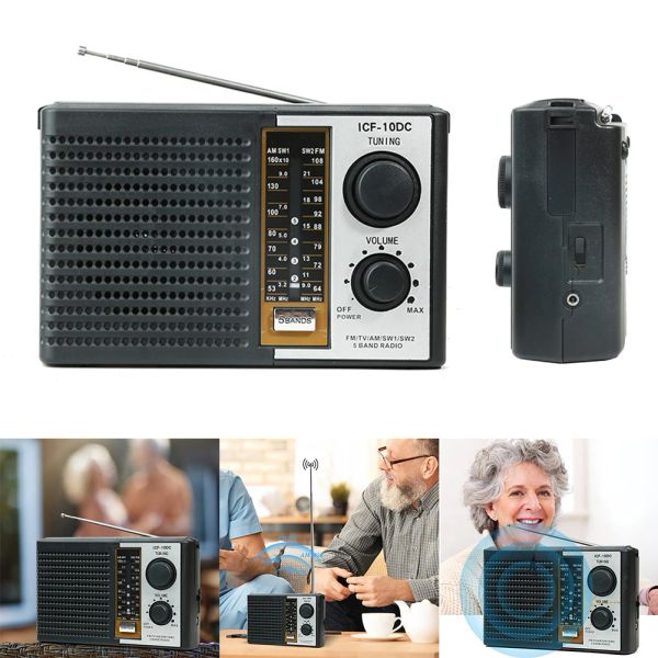 Radios transistoros portáteis de rádio AM FM Rádio Operou o fone de ouvido acionado por tf Power Powerd Card/U Big falante para sênior e home