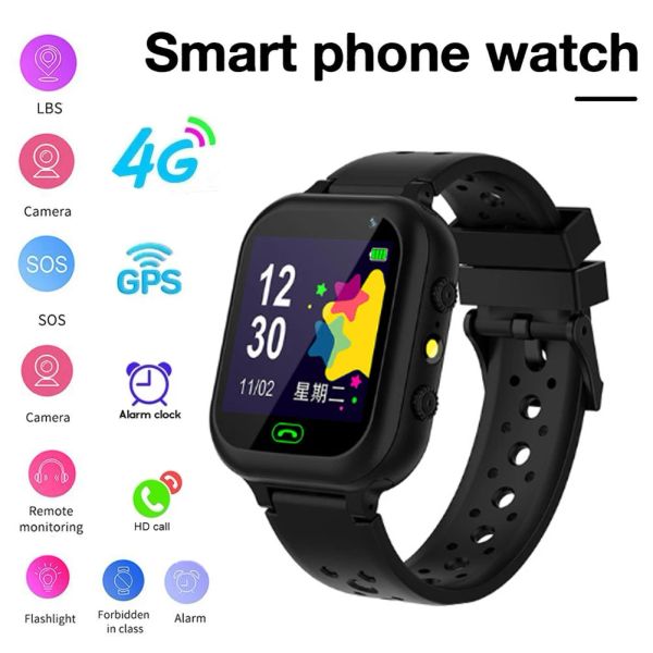 Смотреть Kids Smart Watch 4G SIM -карта видео видео LBS -трекер местоположение SOS Camera Catch Catt Smart Wwatch for Kids Gift для мальчиков девочек