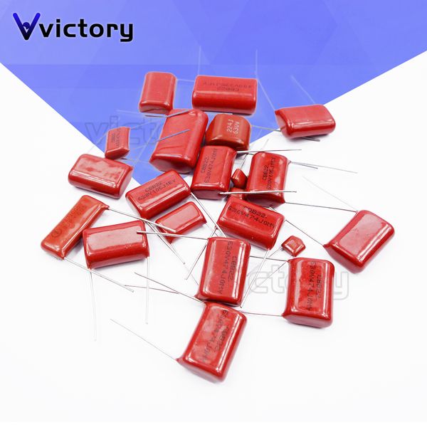 10pcs polipropilene Film condensatore CBB21 CBB22 Capacità 63/100/250/400/450/630/2000 V 101 105 125 223 224 225 333 474 104 475