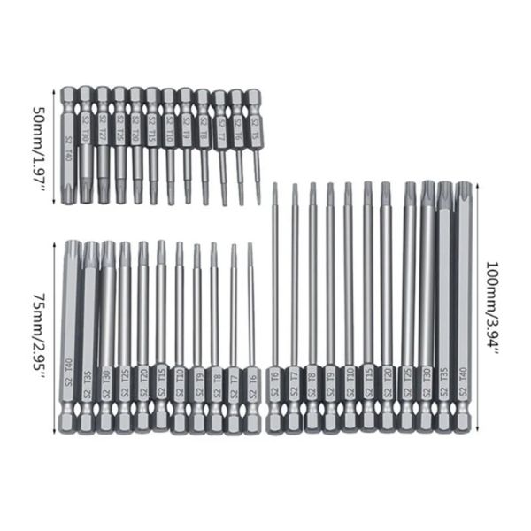 11pcs ou 12pcs Segurança Conjunto de bits de violação Fretwriver Bit Bit Bits Torx Cabeça plana 1/4 