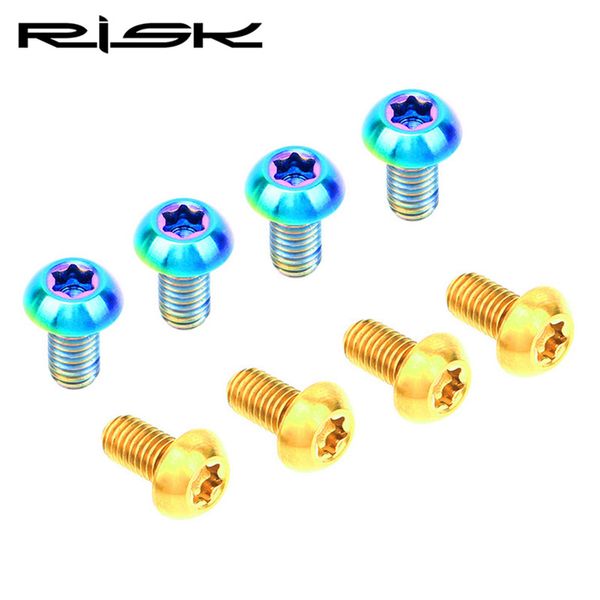 Risco 12pcs M5x10mm Mountain Bicycle Rotor Disc Brake Rotts Fixing parafusos TC4 Titanium parafusos Ultralight para o freio de bicicleta de estrada MTB M5*10mm