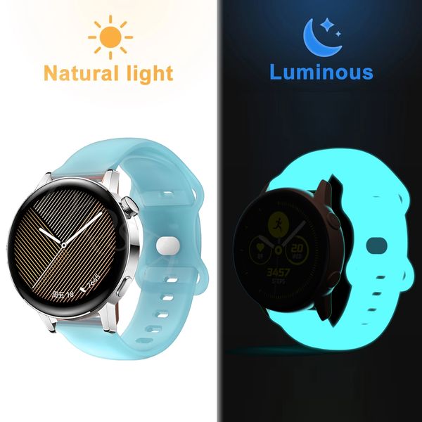 Brilho na faixa de silicone luminosa escura para a banda de vigia para huawei watch gt2 gt3 gt 2 3 42mm smartwatch fluorescência Braça