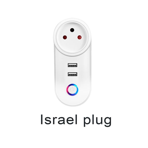 Wi-Fi Smart Israel ISR Socket Wi-Fi Mobile Plug с USB зарядки приложения TUYA Direte Control Работа для Alexa Google Assistant 16a