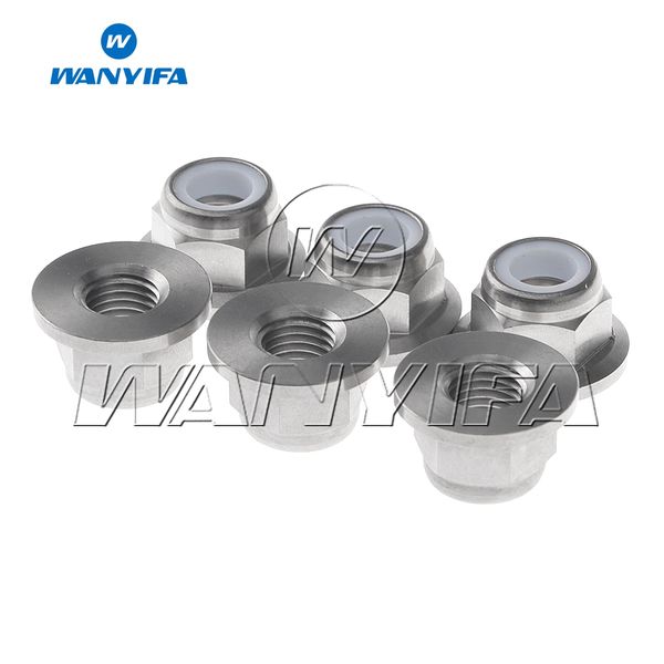 Wanyifa Titanium Ti porcas M6 M8 M10 M12 Porca de trava da cabeça do flange para parafuso para pacote de motocicletas de 6