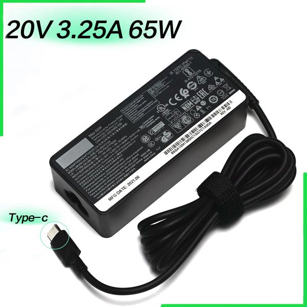 Adaptador 65W Tipo USB C ADAPTOR LAPTOP CARRO PARA LENOVO THINKPAD T480S T580 X280 X380 E580 L380 L480 20V 3.25A