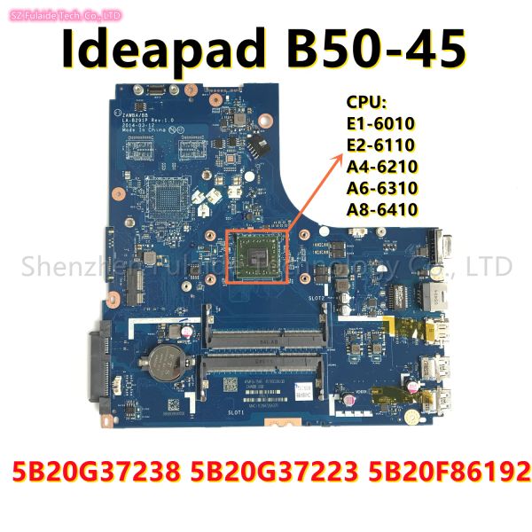 Praça -mãe Zawba/BB Lab291p PrainBoard para Lenovo Ideapad B5045 Laptop Planto -mãe núcleo E1 E2 A6 A8 A4 CPU 5B20G37238 5B20G37223