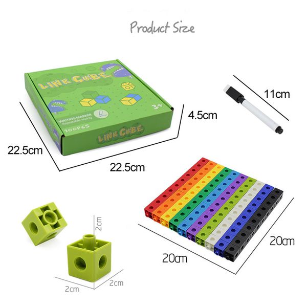 Link Cubes Bausteine Montessori Zählen Mathematikspielzeug Kinder Aktivitäten Bildungsset Mathematikspiel Kindergärtner Lernspielzeuge