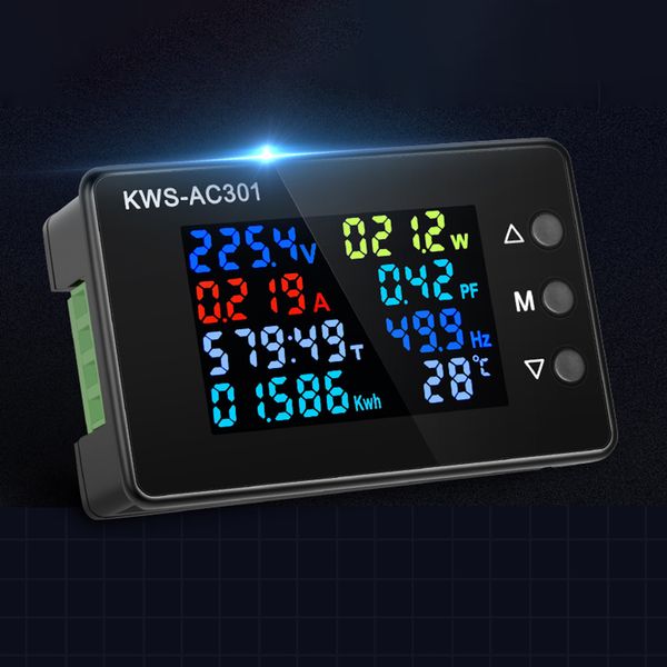 KWS-AC301 Wattmeter Medidor de energia Voltímetro AC 50-300V 50-60Hz LED CA Electricity Meter 0-20/100A Analisador de energia Ferramentas de detector