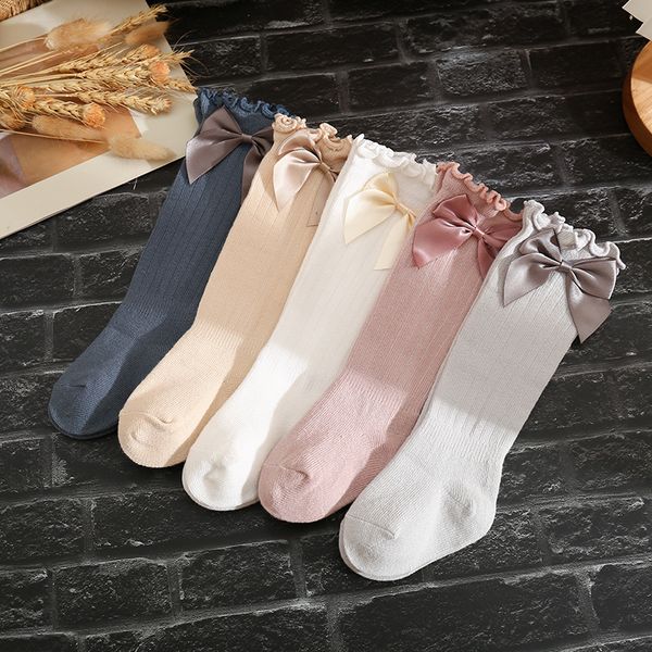 Autumn Spring Baby Socks Garota recém -nascida Soft Girl Knee Socks High Color Solid Elastic Infant Toddler Long Floor Meocks