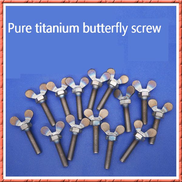 10pcs/lote m5m6m8*l Puro Titanium Butterfly parafuso gr2 parafuso polegar porca de titânio Torção de titânio parafuso e porca