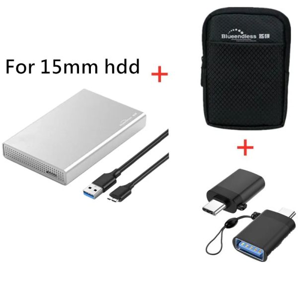 Gabinete alumínio HDD Caixa de disco rígido móvel USB 3.0 2.5 