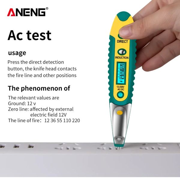 Цифровой тестовый тестер карандаш Электрический детектор напряжения ручка ЖК-дисплей отвертка AC/DC 12-250 В для инструментов электрика