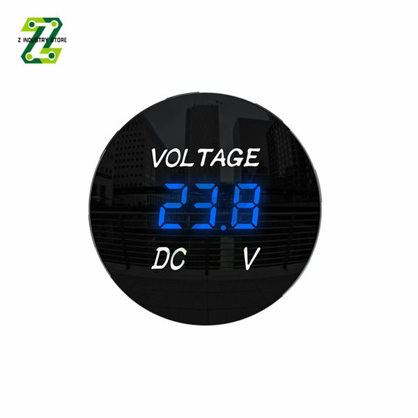 3 bits Voltímetro digital Painel de LED à prova d'água redondo mini Digital Volt Metor de tensão Tester Monitor Display Voltímetro DC 5-48V